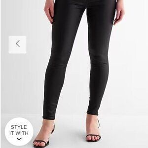 Express High Waisted Black Skinny Metallic Coated Jeans – Sz 8R